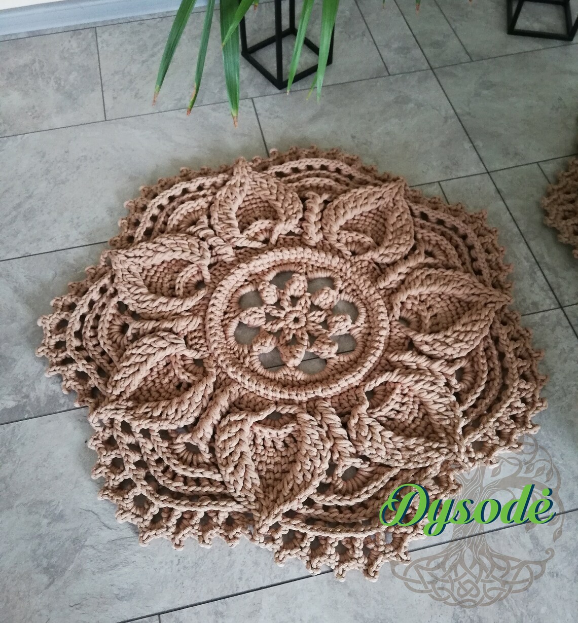 Round Crochet Rug Cozy Flower Rug Knitted Rug Home Decor Etsy UK