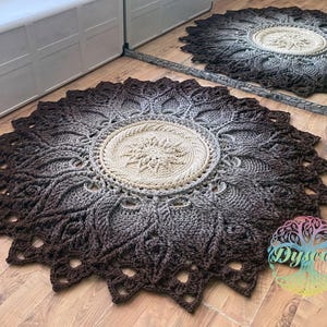 3D crochet rug, Carpet- ivory brown ombre, Openwork rug for the nursery, Rug for the hall, Rug near the fireplace, Gift for the newlyweds