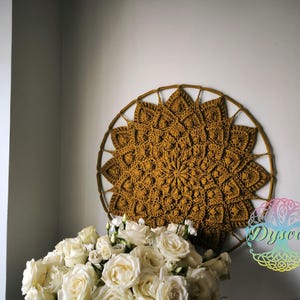 Round crochet mandala &quot;Lotus&quot;, Home decor, Housewarming gift, Christmas gift, Wall hanging, Wall decor