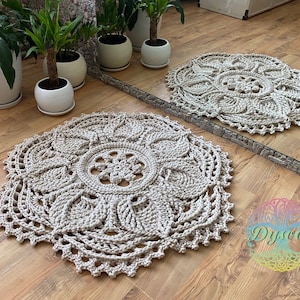 3D crochet rug, Carpet- white, Openwork rug for the nursery, Bedside rug, Rug for the hall, Rug near the fireplace, Gift for the newlyweds