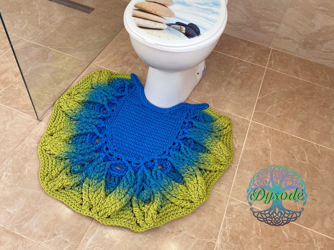 Square Crochet Contour Toilet Mat Bath Mat Home Decor Etsy