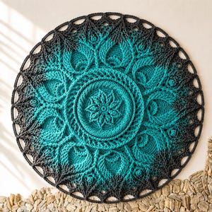 Mint Grey Ombre Crochet Mandala Wall Hanging, Neutral Boho Wall Decor, Handmade Round Mandala, Minimalist HomeDecor, Elegant Statement Piece