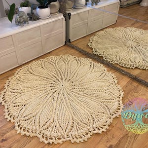 3D crochet rug, Carpet- ivory, Openwork rug for the nursery, Bedside rug, Rug for the hall, Rug near the fireplace, Gift for the newlyweds