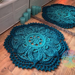 Round crochet rug, Cozy flower rug, Knitted rug, Home decor, Rag rug, Housewarming gift, Christmas gift, Lotus flower decor, Custom rug
