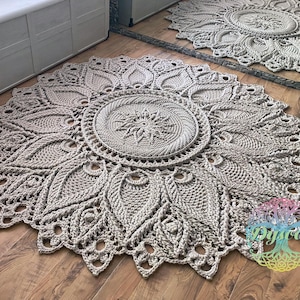 3D crochet rug, Carpet- white, Openwork rug for the nursery, Bedside rug, Rug for the hall, Rug near the fireplace, Gift for the newlyweds