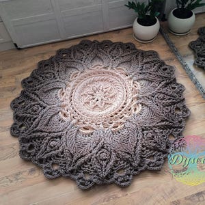 3D crochet rug, Carpet- ivory nut ombre, Openwork rug for the nursery, Rug for the hall, Rug near the fireplace, Gift for the newlyweds