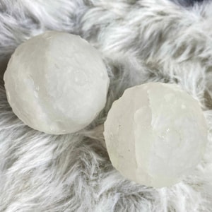 One(1) Clear Quartz Moon Carving, raw crystal carving, full moon