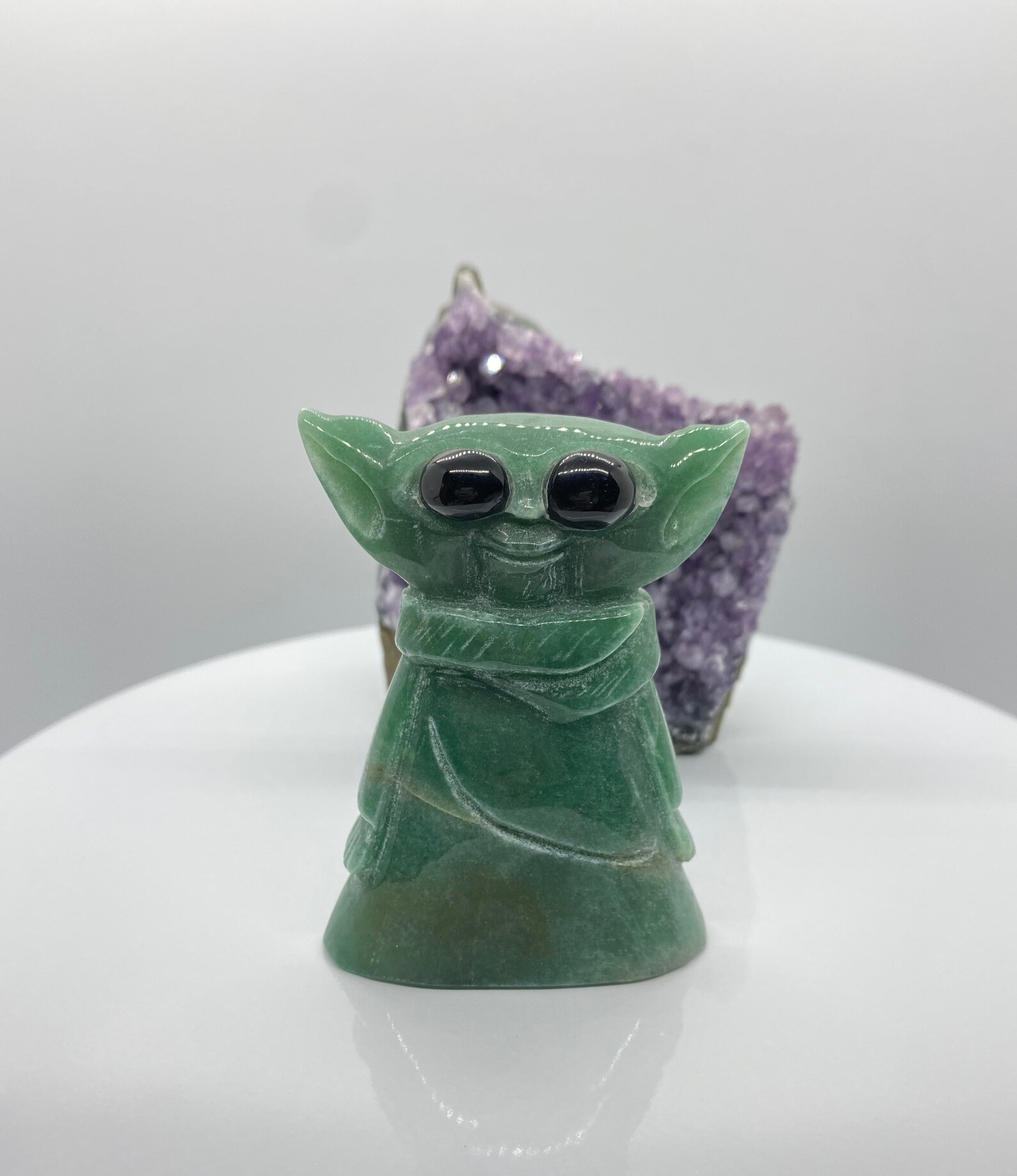 Green Aventurine BABY YODA carving crystal character | Etsy