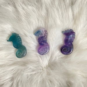 RAINBOW FLUORITE SEAHORSE, fluorite sea horse carving, hand carved crystal carving - you choose
