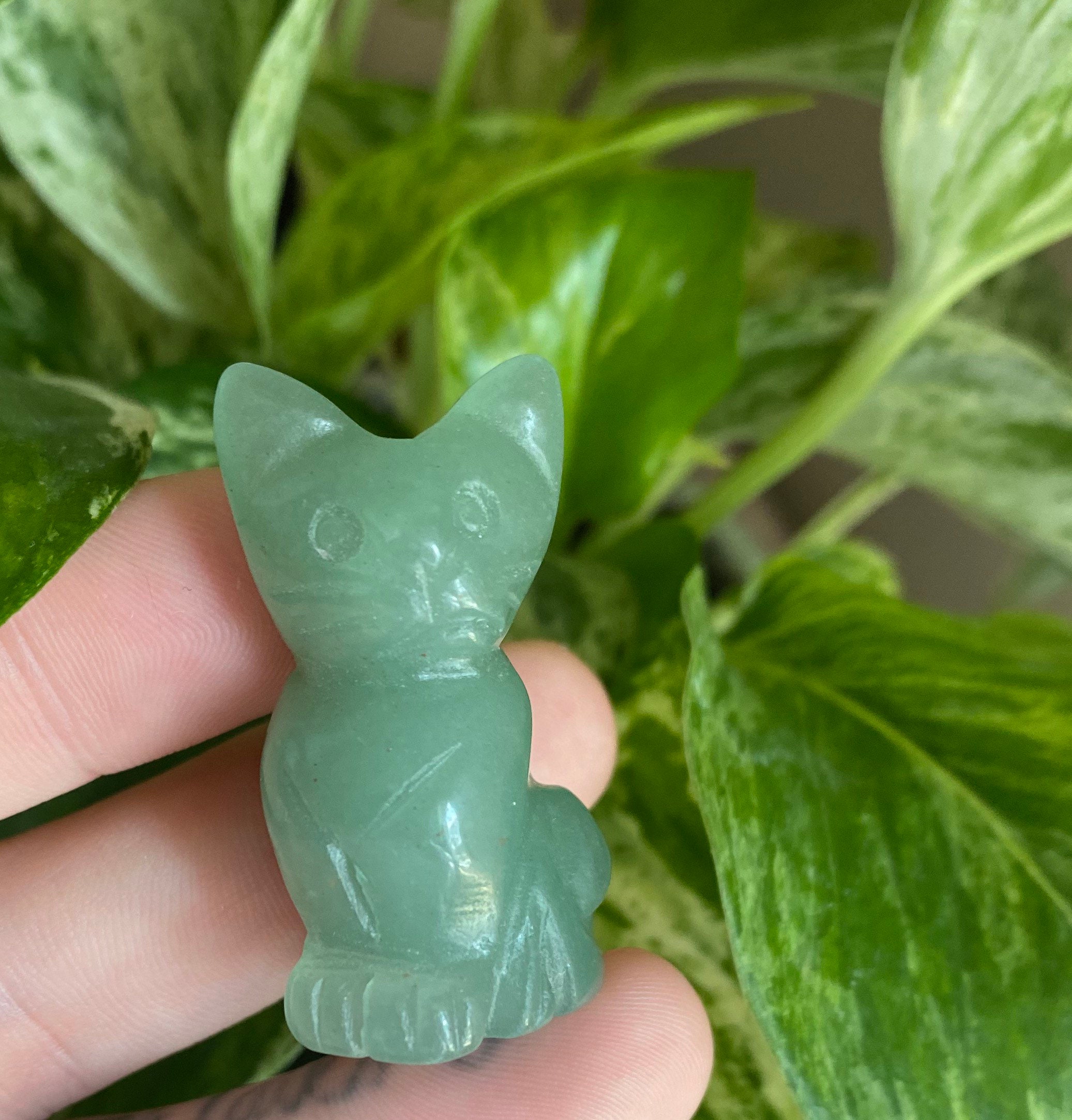 Green Aventurine CAT crystal cat carving cat kitty crystal Etsy