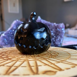 BLACK OBSIDIAN PUMPKIN - Crystal Carving