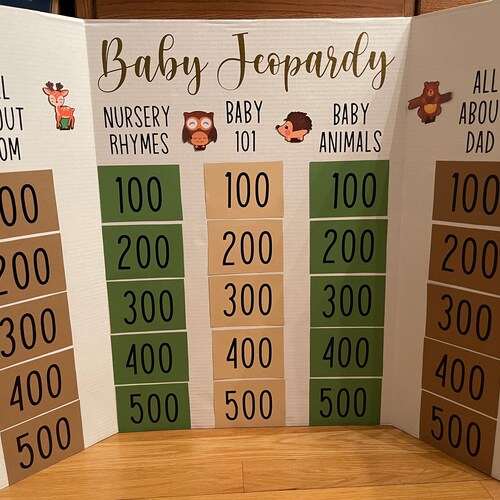 Baby Shower Jeopardy Vinyl Jeopardy Categories Jeopardy Etsy