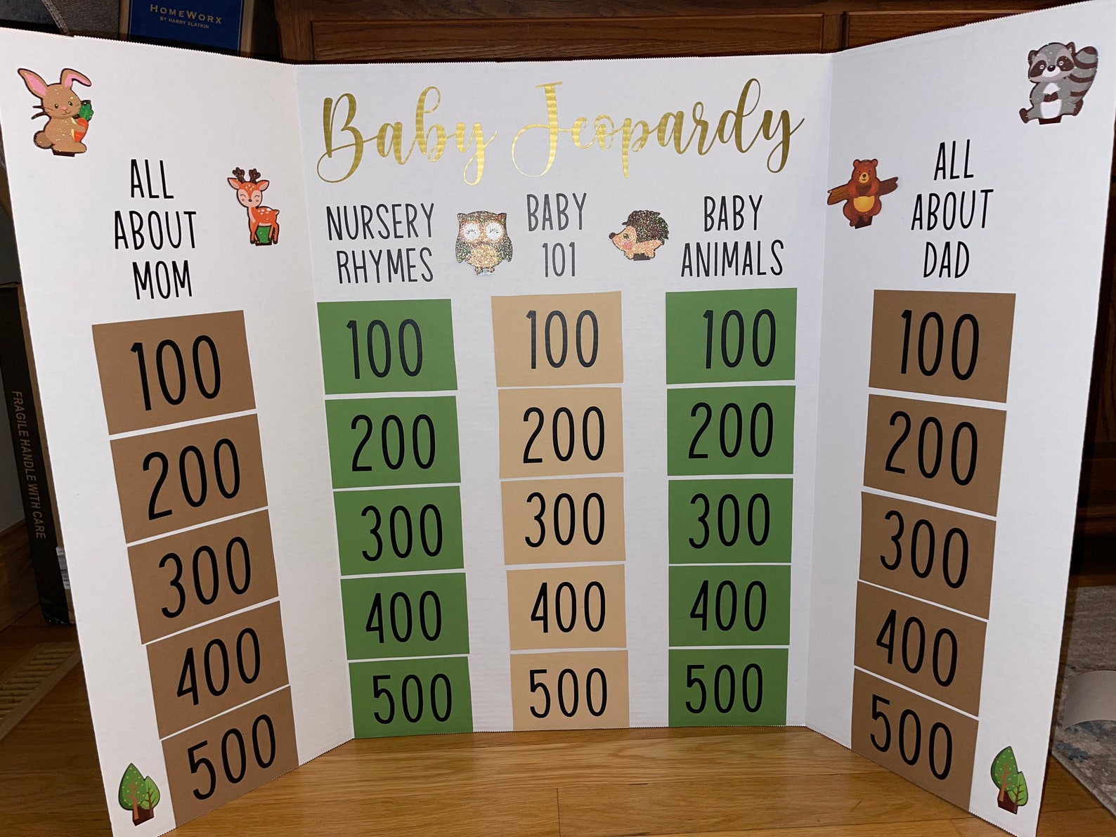 Baby Shower Jeopardy Vinyl Jeopardy Categories Jeopardy Etsy