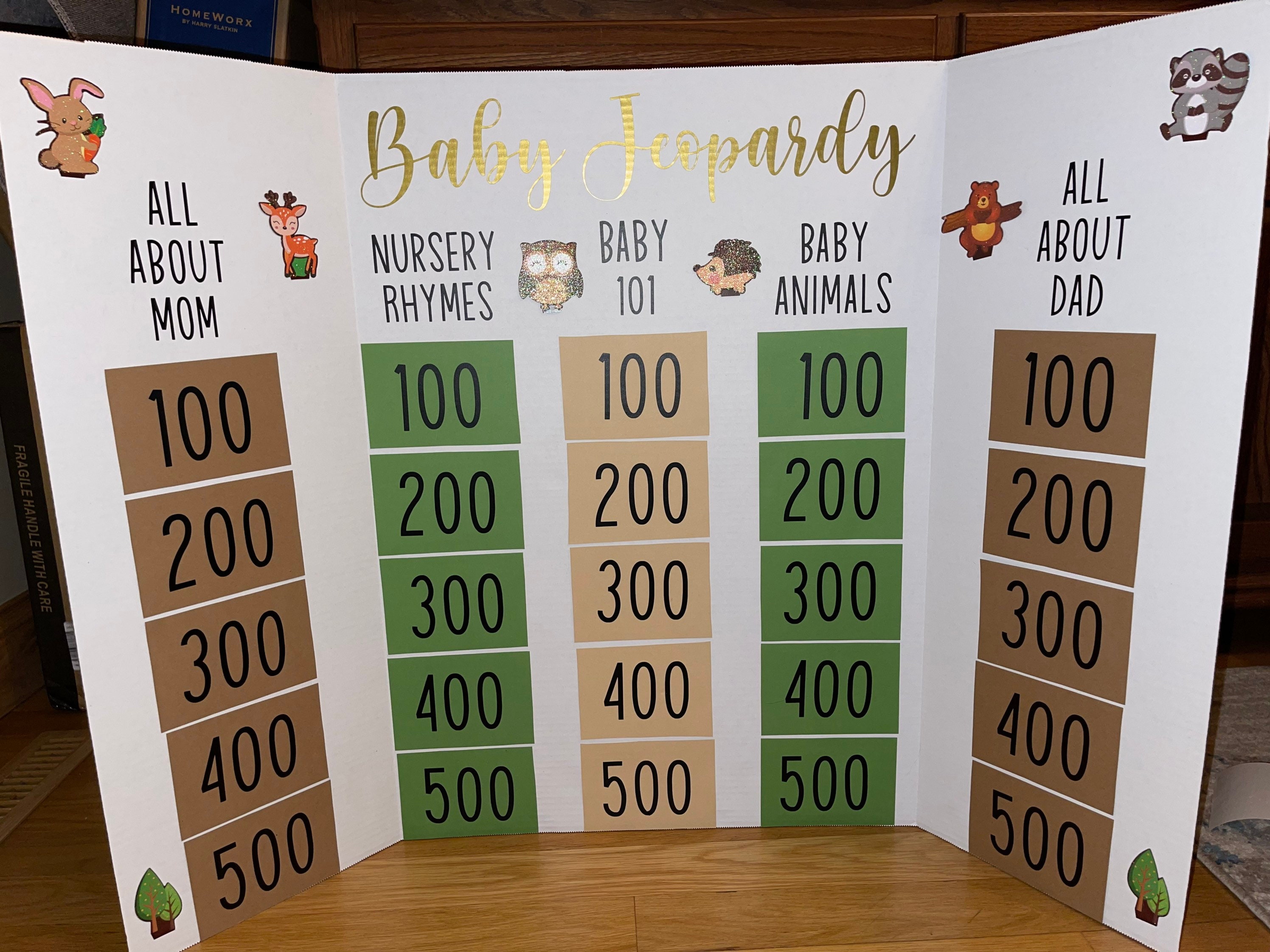 Baby Shower Jeopardy Vinyl Jeopardy Categories Jeopardy Etsy
