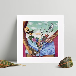 Framed - "Holy Grail" Wall Art Reproductive Print, Giclée - Woman Unzipped Shorts Painting