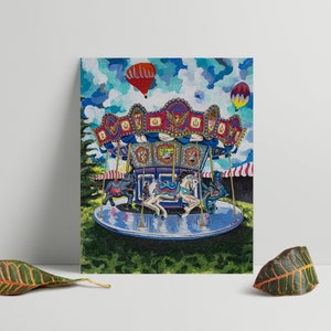 Carousel, Merry-Go-Round Wall Art Reproductive Print, Giclée