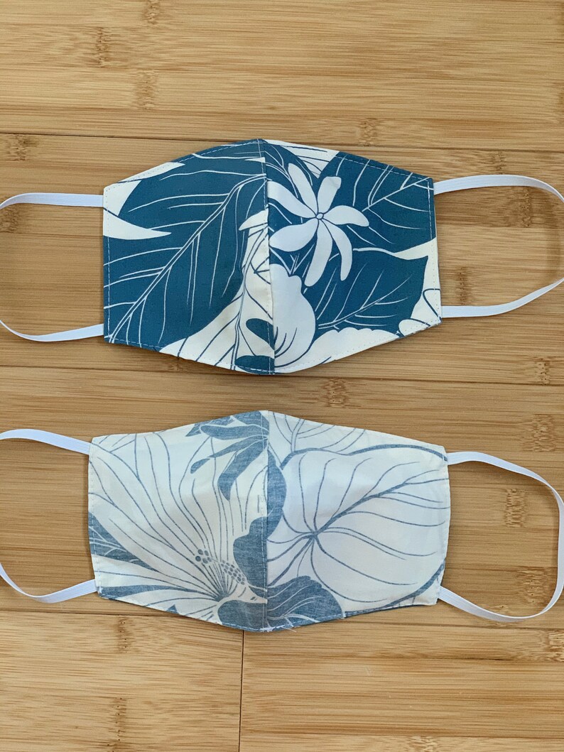 Hawaiian Print Cotton Adult Face Masks Reusable / Washable / Etsy