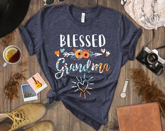 Blessed Grandma Floral Tee - Gift For Grandma Mother's Day Gift Shirt Family Gathering