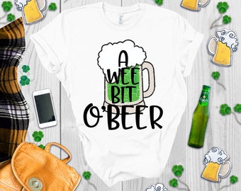 A Wee Bit Of Beer レディース T シャツ - 面白い聖パトリックの日のシャツ - アルコール T シャツ トレンディな飲酒アイルランドの聖パトリックの日