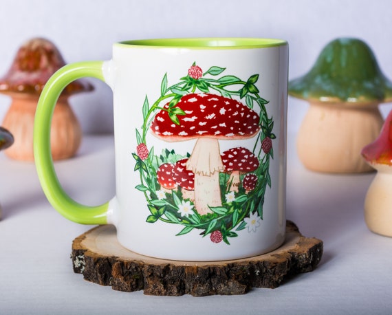 Amanita Mushroom Mug - Valentines Day Mushroom Gift, Boho Coffee Mug, Gift for Hippie Cottagecore, Valentines Day Gift for Him, Mycology Mug