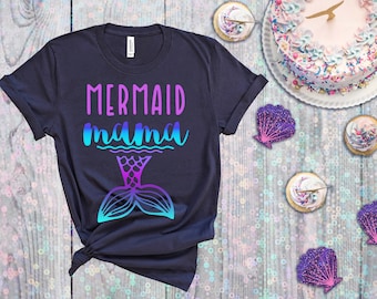 Mermaid Mama Tee - Free Personalization - Mermaid Mom Shirt, Mermaid Birthday Party Shirt