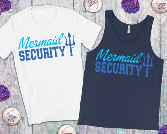 Mermaid Security Tee - Mermaid Party Shirt Pool Party For Dad Brother Summer Mens Shirt