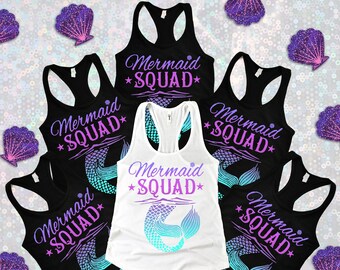 Mermaid Squad Racerback Tank, Bachelorette Party Shirts, Mermaid Bride