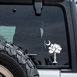 Vinyl SC Palmetto Tree/Moon Decal Sticker FREE SHIPPING!  Many sizes, colors, and styles! Car Decal Yeti Decal Cell Phone Decal Laptop Decal