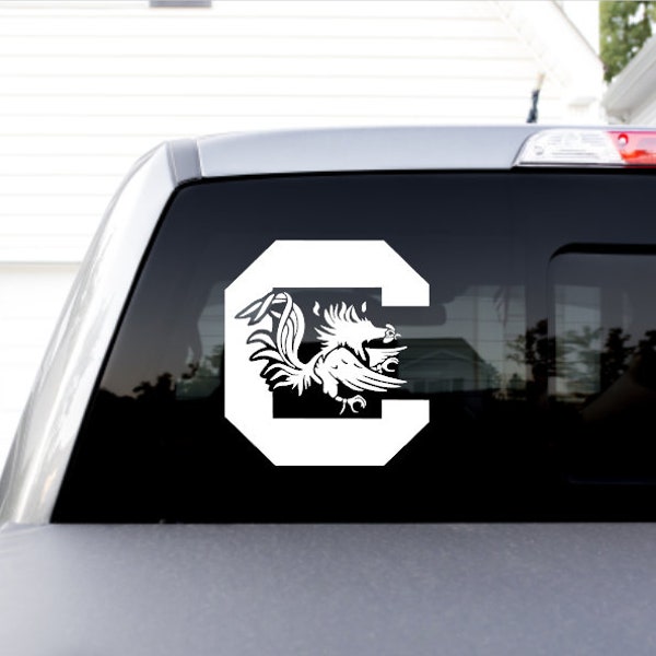 Vinyl Bad Ass Gamecock in C Decal Sticker FREE SHIPPING!  Many sizes, colors, and styles! Car Decal Yeti Decal Cell Phone Decal Laptop Decal