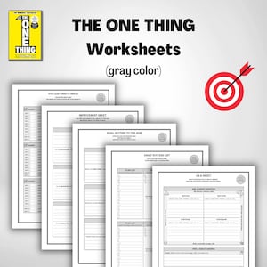THE ONE THING Worksheets / Planner - Black (for Gary Keller’s book)