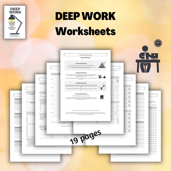 DEEP WORK Worksheets/Planner (pour le livre de Cal Newport)