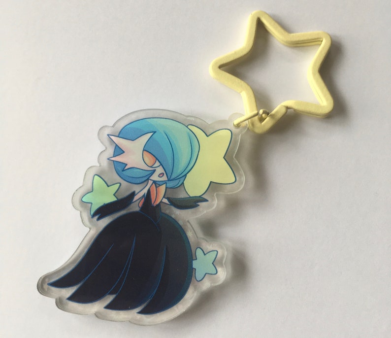 Shiny Mega Gardevoir With Star Keychain Pokemon Holographic Etsy