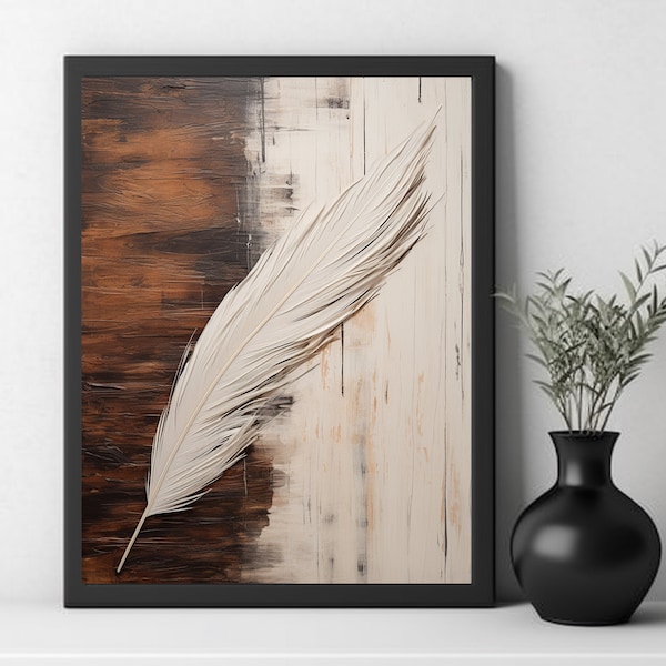 Dreamy Feather Painting, Abstract Feather Painting, Nature Inspired Artwork, Minimalism Artwork, Country Inspired, Modern Farmhouse Decor