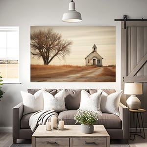 Rural Church Print: A Serene Addition to Your Farmhouse Gallery Wall Small Rural Country Church House Farmhouse Prints Rural Country Church