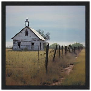 Little White Church Wall Decor for Modern Farmhouse Home Decor, Rustic Country Artwork Quality Canvas Prints Country Farm Landscape Scene