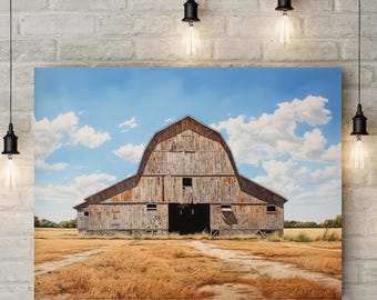 Contemporary Farmhouse Wall Hangings inspired by Rural Landscapes Rustic Weathered Barn, Farmhouse Home Decor, Modern Farmhouse Print