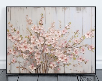Elegant Farmhouse Floral Prints with a Touch of Nature's Beauty Cherry Blossom, Country Flower Modern Wall Art, Rural Canvas Wall Art Framed