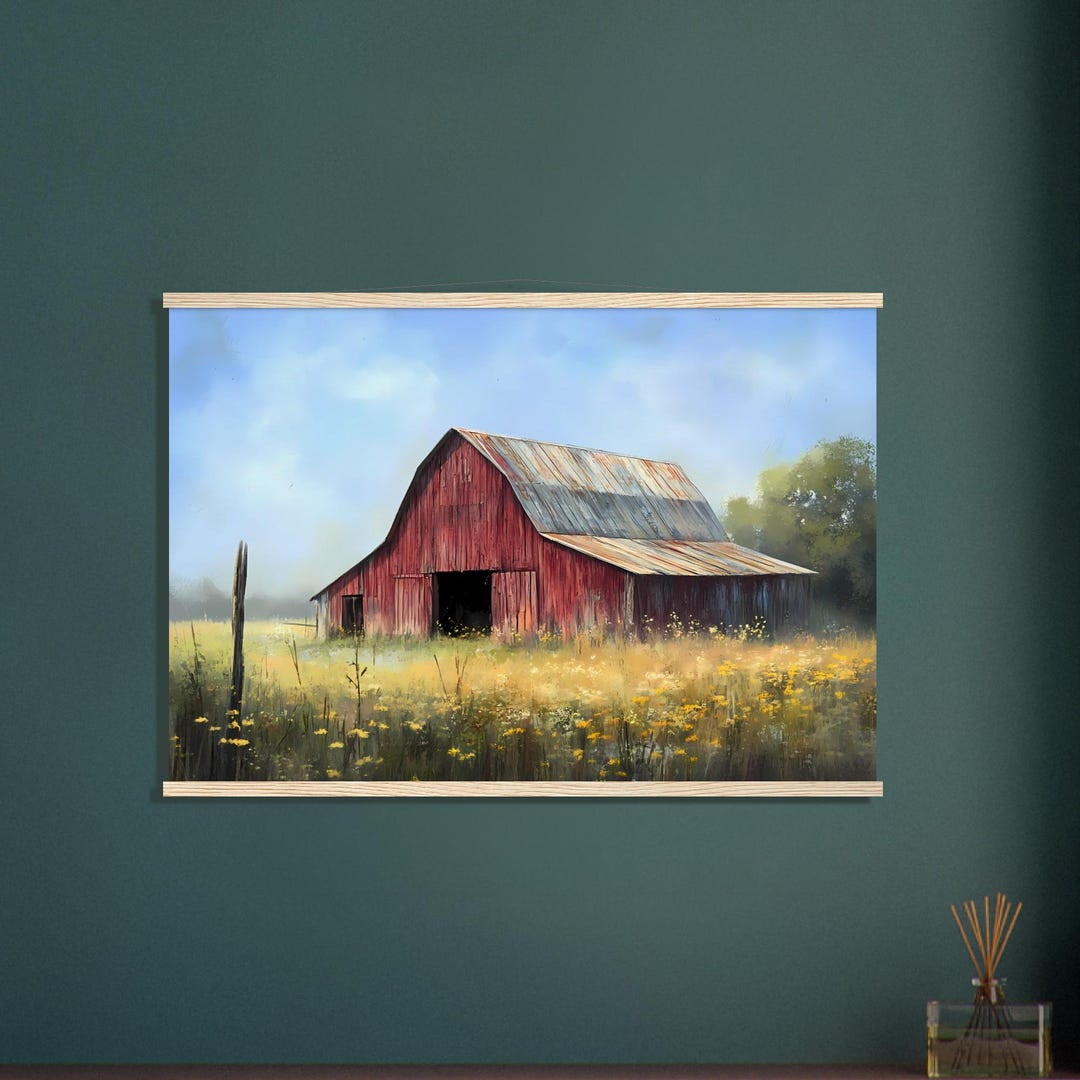 Red Barn Landscape Print: Rustic Farmhouse Wall Art - Etsy