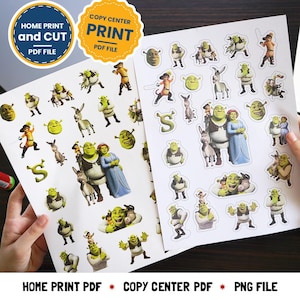 Adesivi Shrek / Adesivi per la stampa domestica / Adesivi per centri di copia / Adesivi digitali