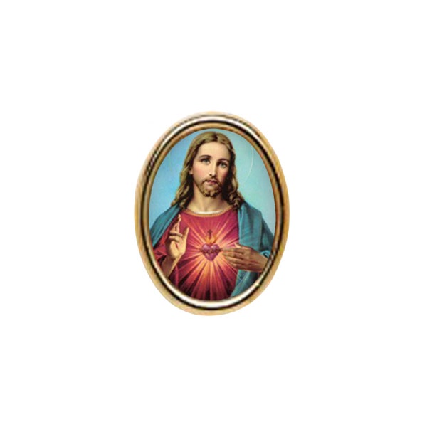 Pack of One Dozen Sacred Heart Photo Religious Lapel Pins (Other Quantities Available)