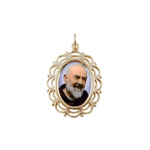 Lace St. Padre Pio of Pietrelcina Photo Medal Religious Necklace