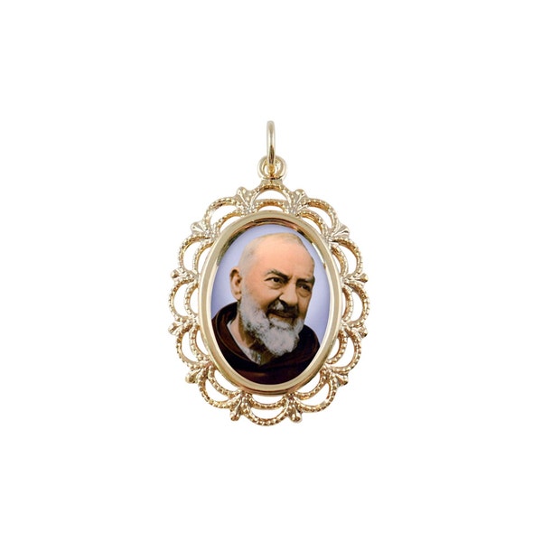 Lace St. Padre Pio of Pietrelcina Photo Medal Religious Necklace