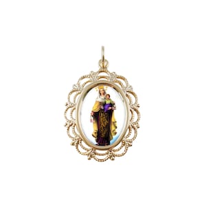 Lace Our Lady of Mount Carmel Photo Medal Religious Necklace