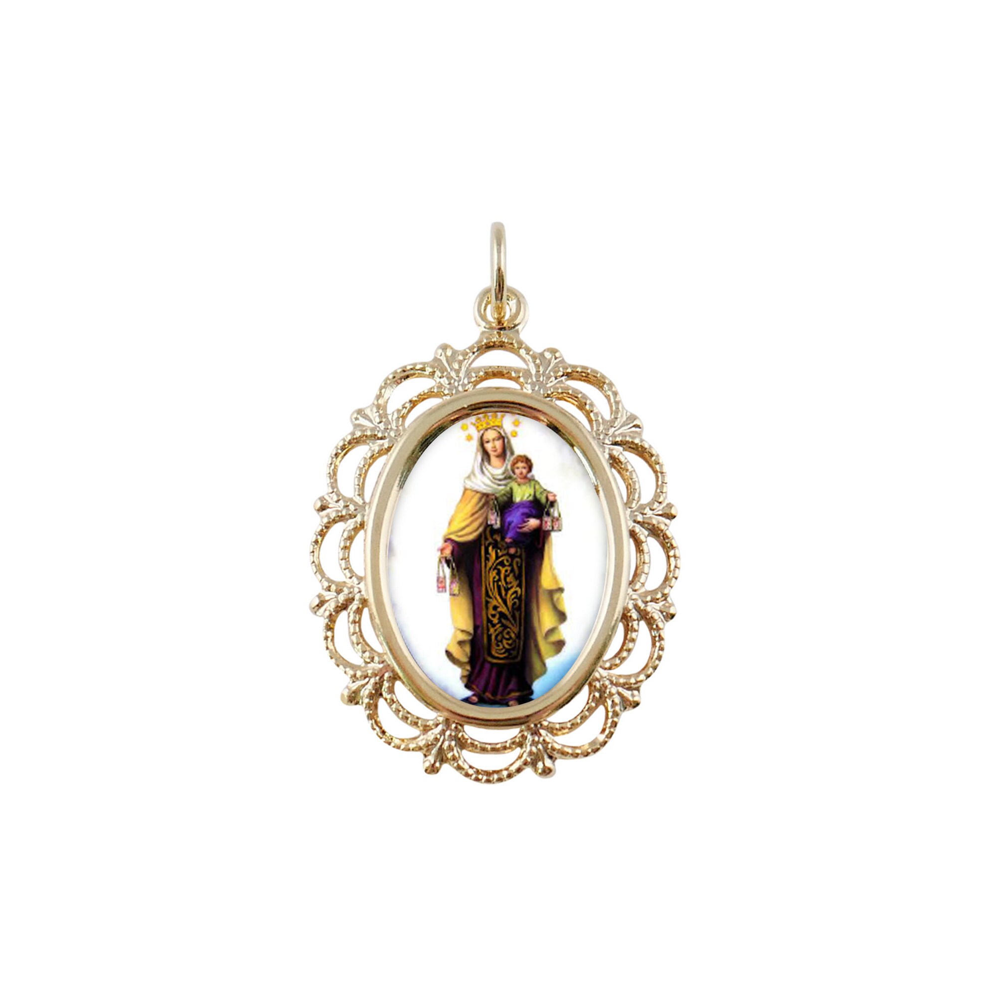 Lace Our Lady of Mount Carmel Photo Medal Religious Necklace - Etsy