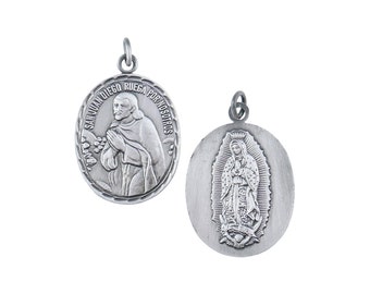 St. Juan Diego and Our Lady of Guadalupe Double Sided Medal Pendant Necklace