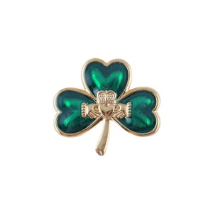 Irish Shamrock with Claddagh Lapel Pin (Pack of One Dozen)(Other Quantities Available)