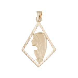 14 Kt Yellow Gold Praying Madonna Medal
