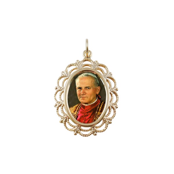 Lace St. John Paul II Photo Medal Religious Necklace