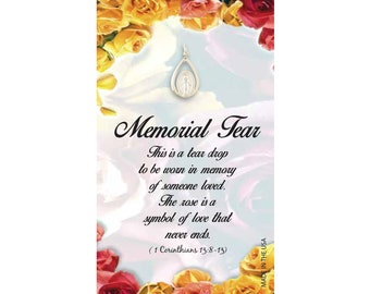 Memorial Tear Miraculous Medal Pendant on Prayer Card