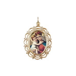 Lace Our Lady of Good Remedy Photo Medal Religious Necklace